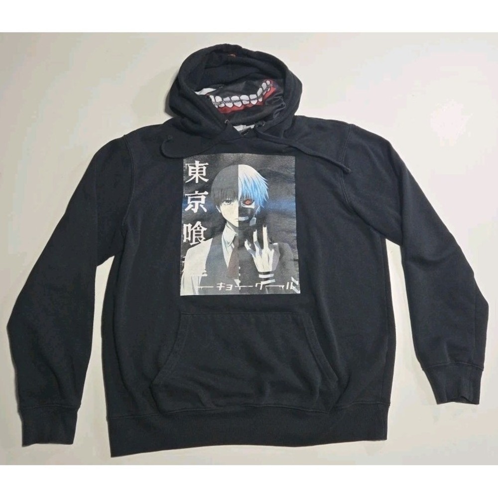 Tokyo Ghoul Hot Topic Medium Hoodie Black Anime Graphic Print W/Gaiter